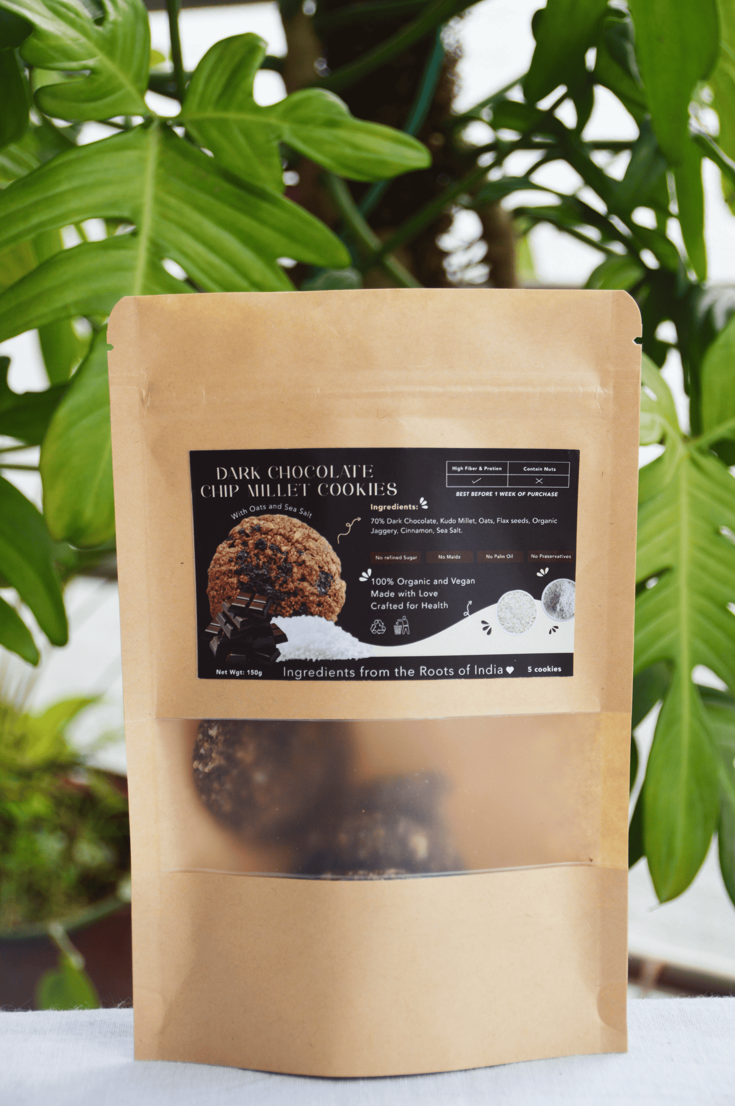 Dark Chocolate Chip Millet Cookies (Pack of 5)